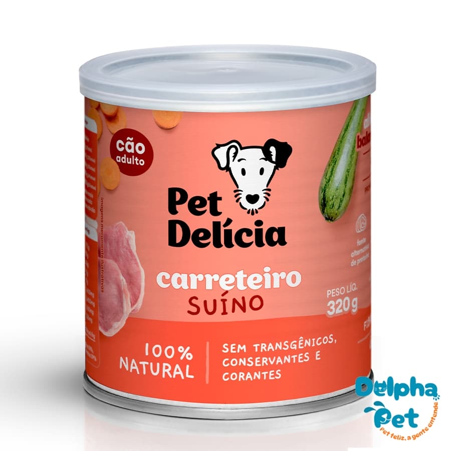 Ração Úmida Natural Pet Delícia Carreteiro Suíno para Cães Adultos 320g