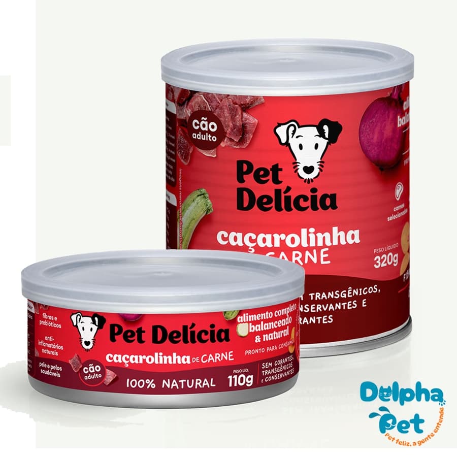 Ração Úmida Natural para Cães Caçarolinha de Carne Pet Delicia