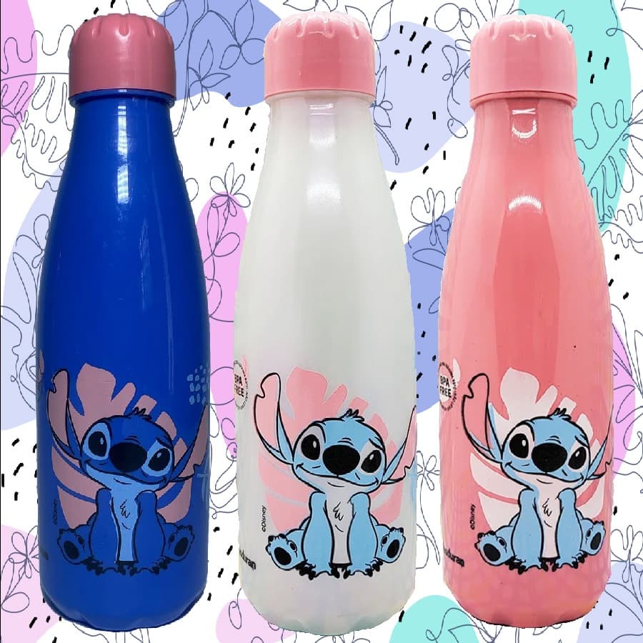 3 Garrafa de Água 600ml Stitch Infantil, Escolar, Antivazamento,Passeio,Aniversario,Cinema