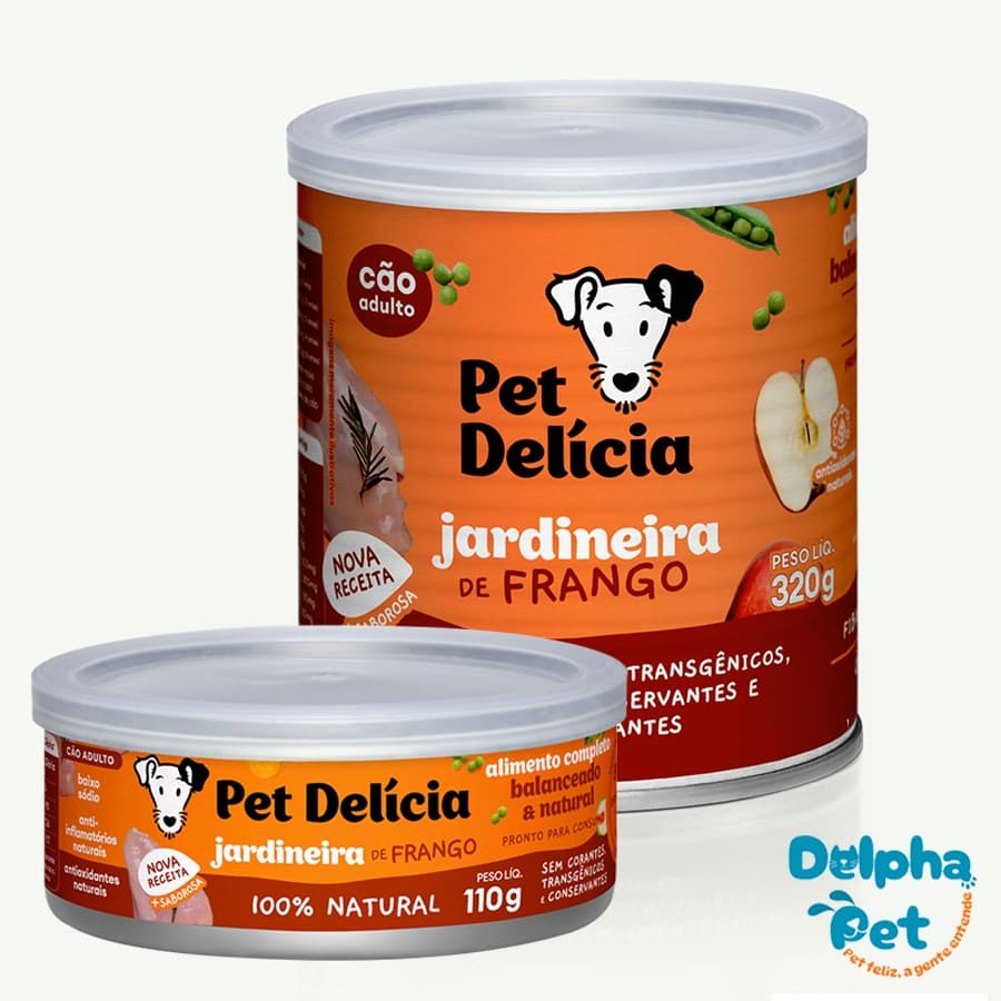 Ração Úmida Natural para Cães Jardineira de Frango Pet Delícia