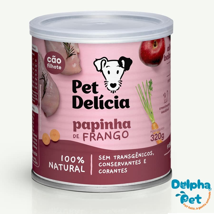 Papinha de Frango Natural Para Cães Filhotes 320g Pet Delícia
