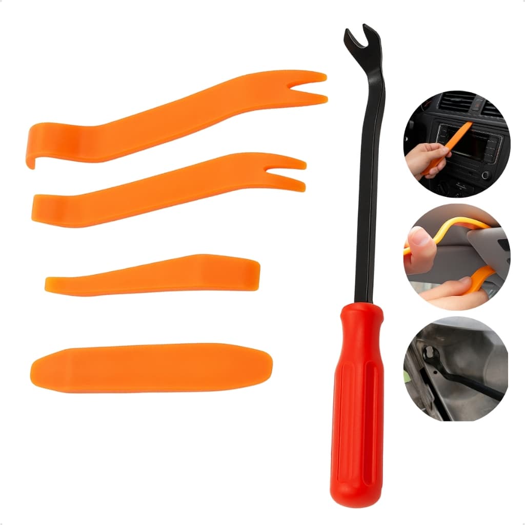 Kit Com 5 Espátulas Plásticas Para Desmontar Painel Moldura Portas Carros Ferramenta Automotiva