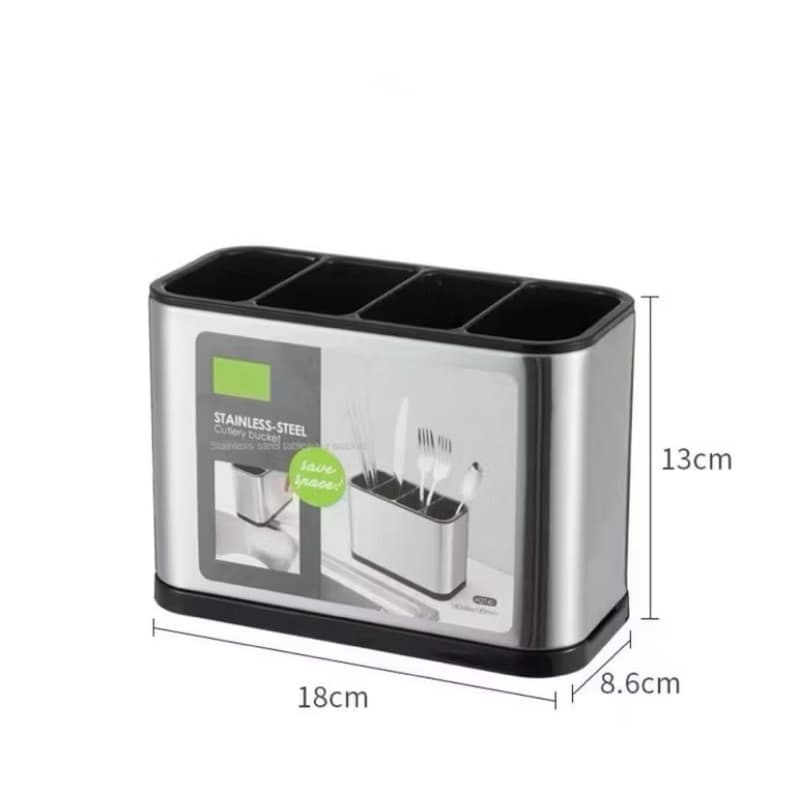 Escorredor de Talheres Inox Organizador Porta Utensílios Cozinha Divisórias Portátil Base Removível