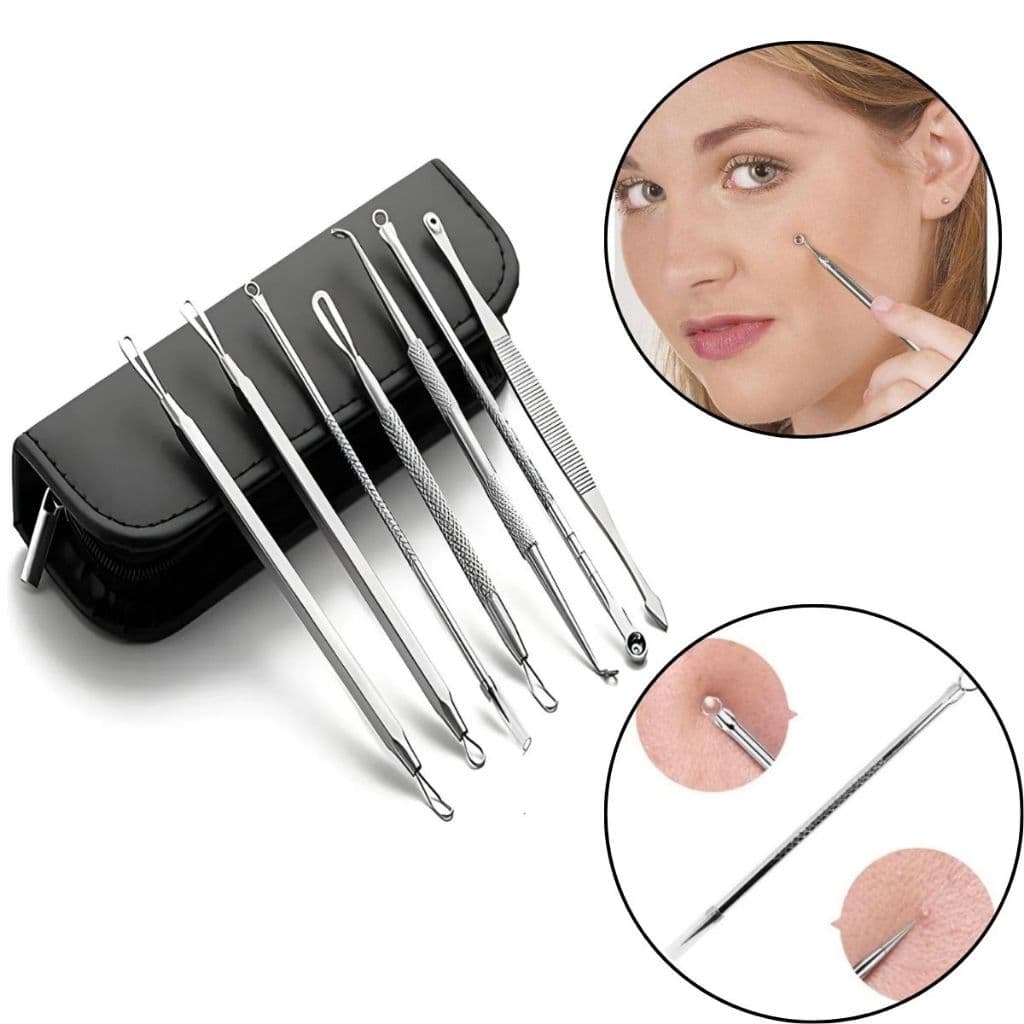 Kit 7 Extratores de Cravos Acne Espinhas Ferramentas Ponta Dupla