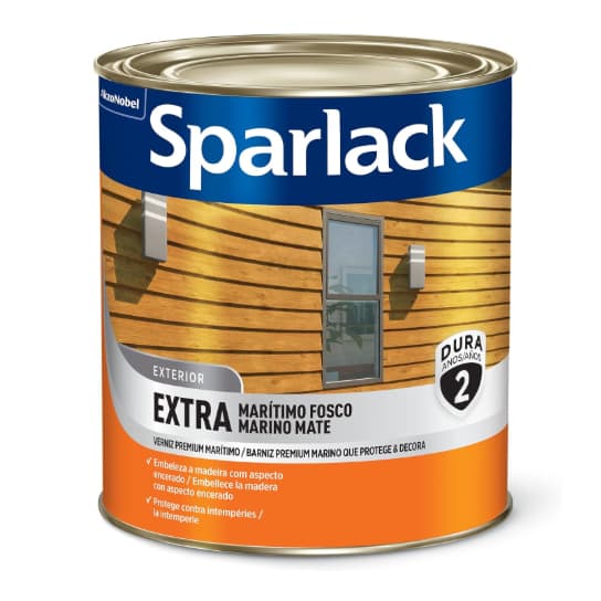 Verniz Sparlack Extra Marítimo Fosco 3,6L  Encerado Natural Portas Janelas e Paredes De Madeira