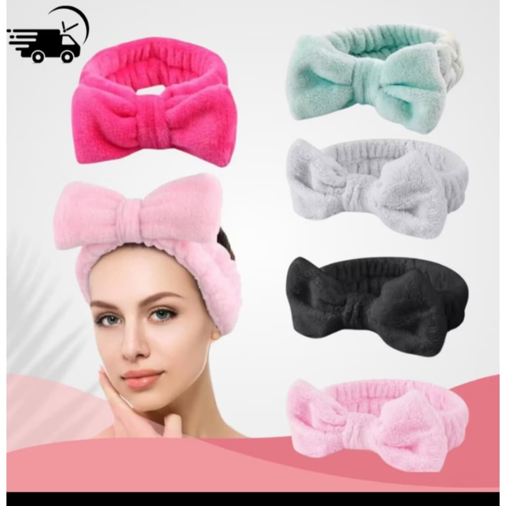 KIT 7 Faixa Tiara Pelúcia De Maquiagem Skin Care Cores Lisa - Para Lavar 0 Rosto Maquiagem