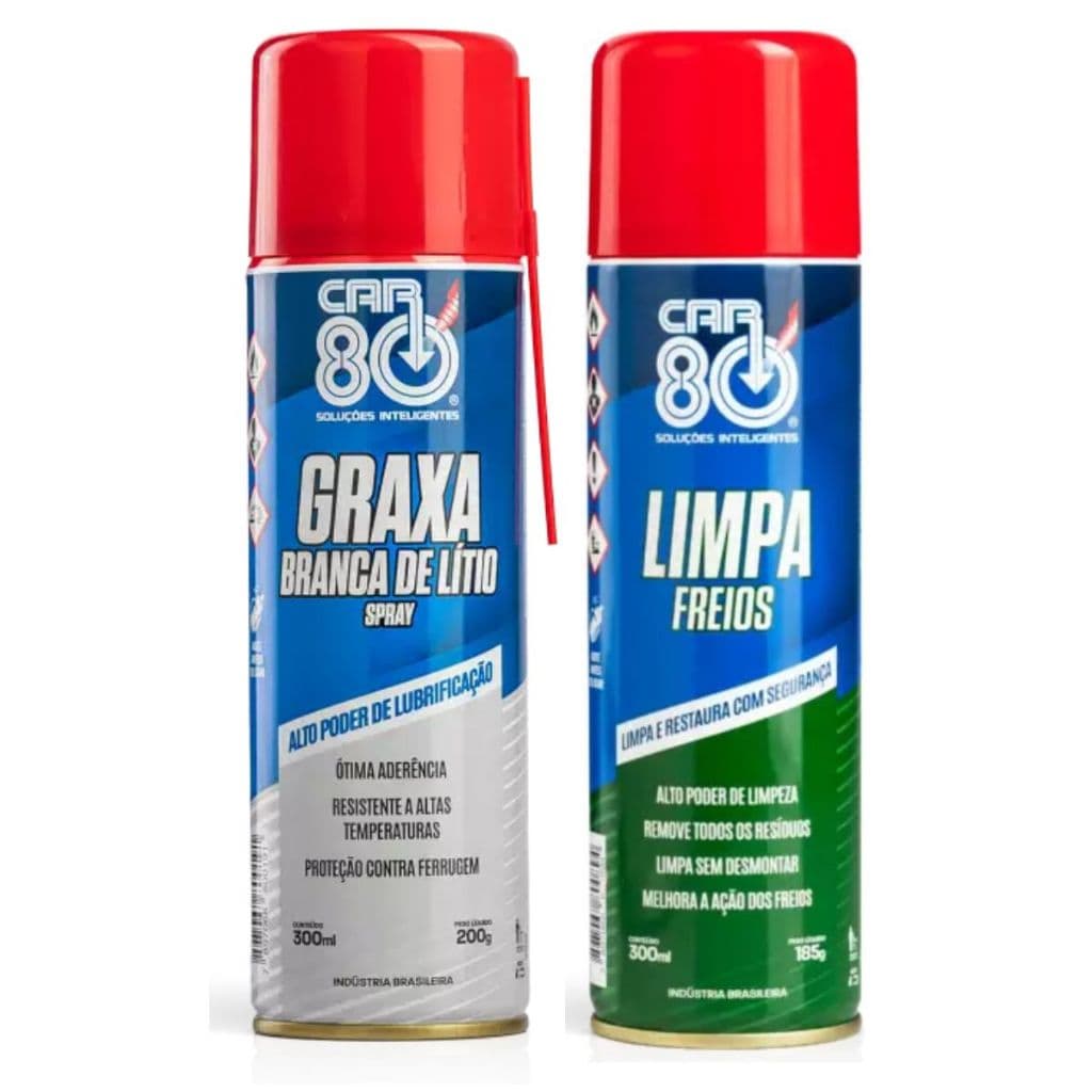 Kit Spray Graxa Branca De Lítio E Limpa Freio Car80