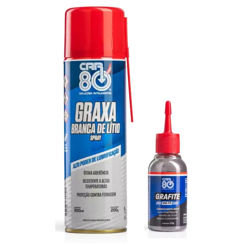 Kit Graxa Branca De Lítio Spray E Grafite Em Pó Car80
