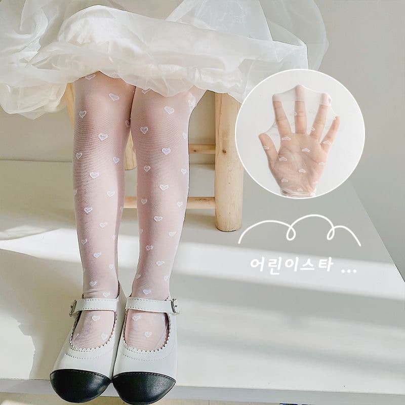 Meia Calça Infantil Com Coração Para Festa E Dança Menina-PRETO/BRANCO/ROSA