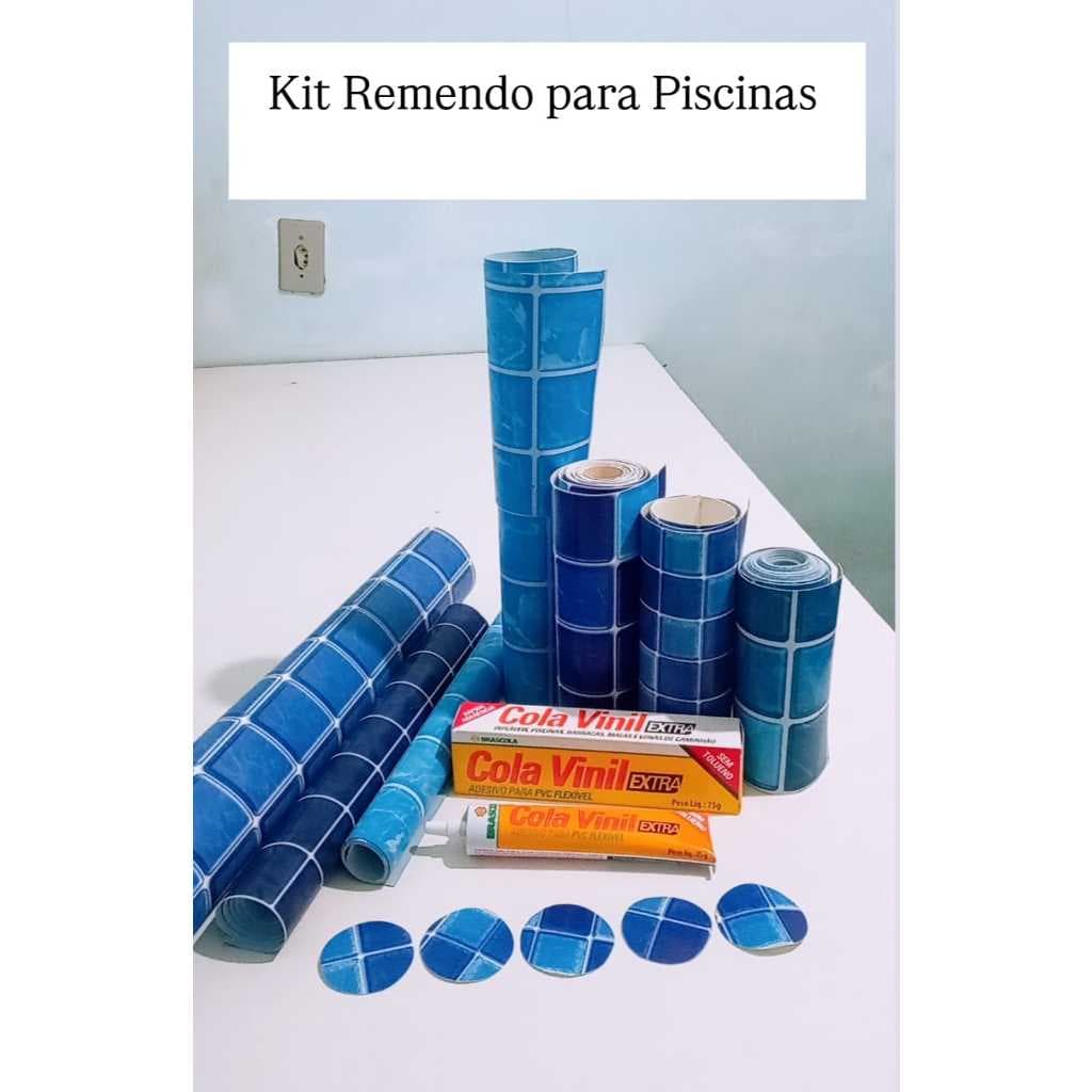 Remendo Reparo Para Piscina de Vinil e Infláveis Kit Vinil + Super Cola