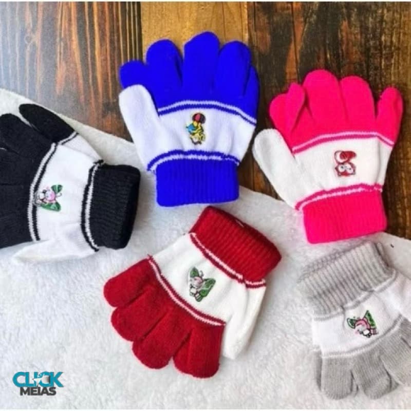 Kit 3 Pares de Luvas Infantil unissex P M G Menina e Menino Elástica Confortável e Macia