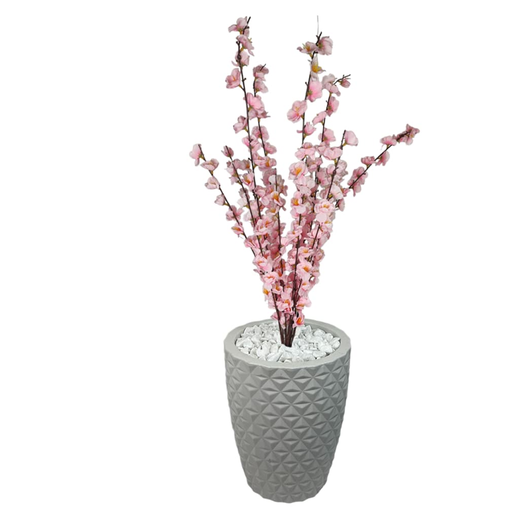 Planta Artificial Cerejeira Rosa Branca com Vaso Grande Polietileno Decoração Casa Escritório Sala