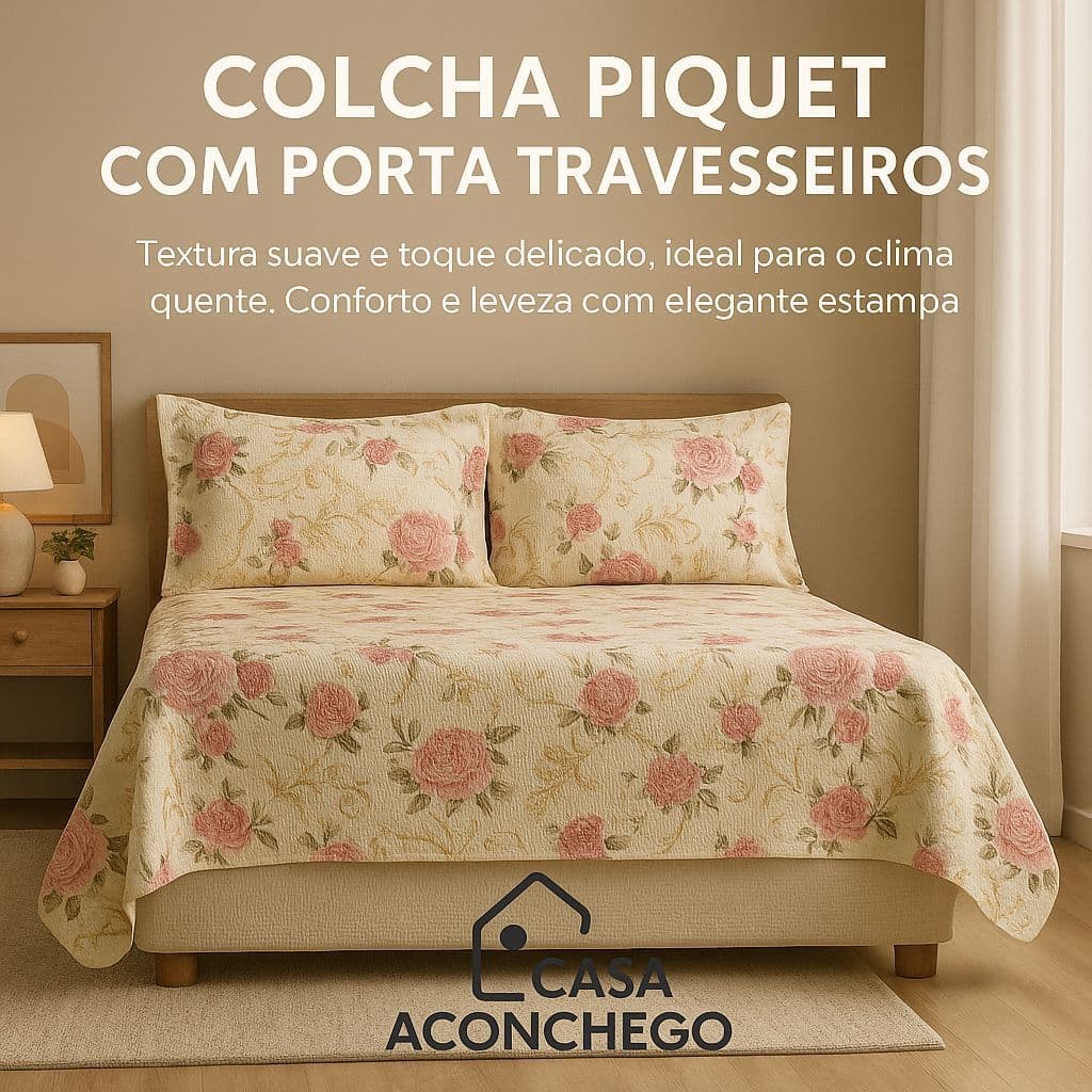 Cobre Leito Casal 3 Peças em Tecido Piquet 100% Algodão – Conforto, Qualidade e Estilo Promoção