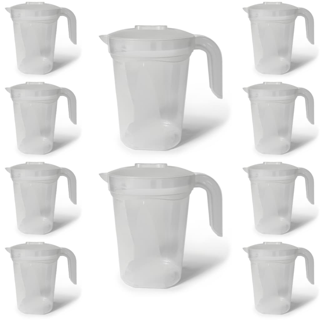 Kit 10 Jarras Transparente 1,8 Litros Plástico Resistente Bebidas Suco Cozinha Restaurantes Bebidas
