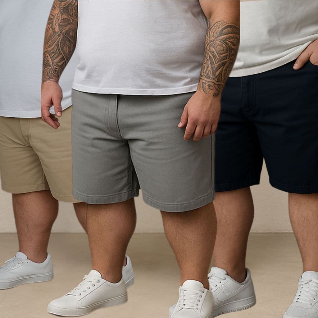 Kit 3 Bermudas Sarja Masculina Brim Plus Size 48 ao 58 Exg