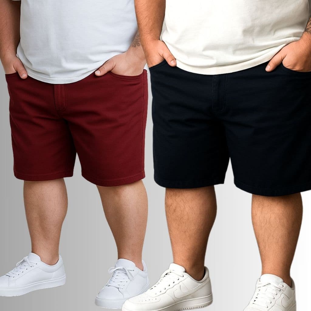 Kit 2 Bermudas Sarja Brim Masculina Plus Size 48 ao 58 Extra Grande