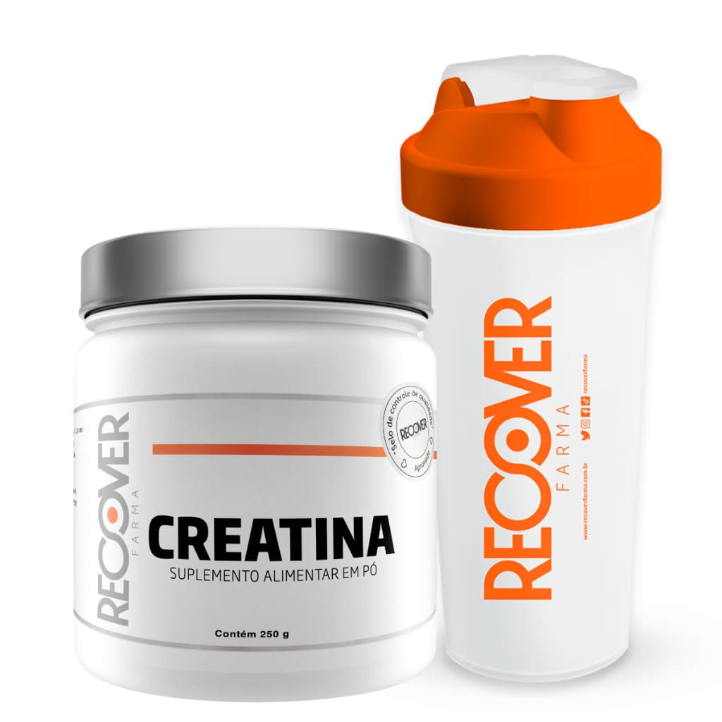 KIT Creatina Monohidratada 100% - 250g + Coqueteleira - Recover Farma
