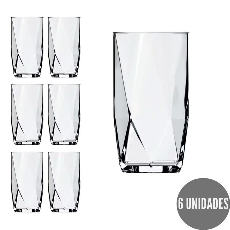 Copos De Vidro transparente Lond Drink 360ML Topázio - 6 ou 12 unidades