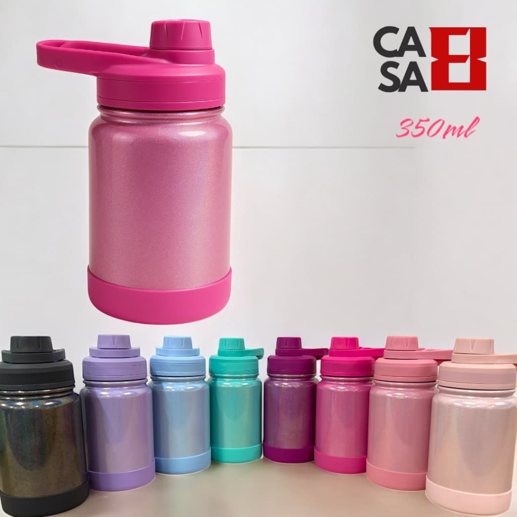 Garrafa Térmica Pequeno Perolado Holográfico 350ml parede dupla antivazamento Bebida Quente/Fria