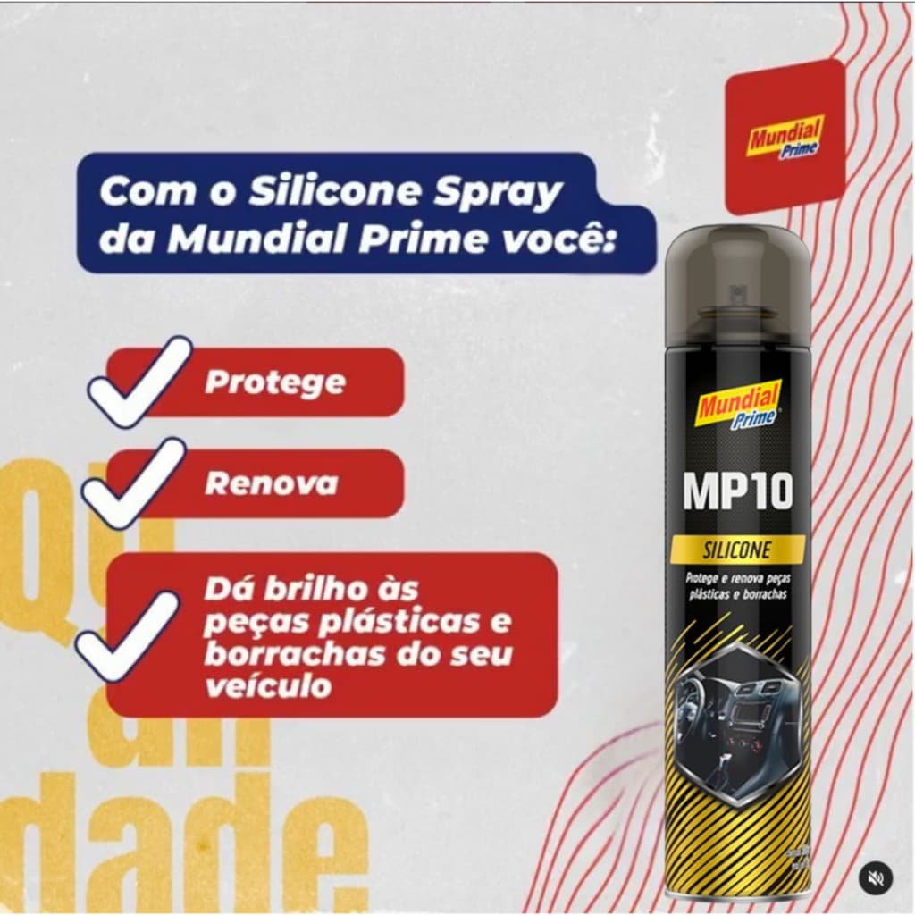 Silicone Automotivo Spray Mundial Prime 300ml - Escolher Fragrância
