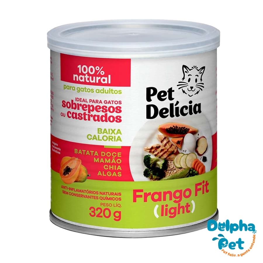 Ração Úmida Pet Delícia Natural Frango Fit Light para Gatos 320g