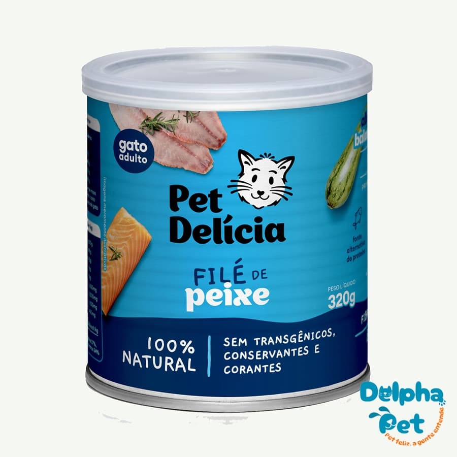 Ração Úmida Natural  Filé de Peixe Para Gatos 320g Pet Delícia