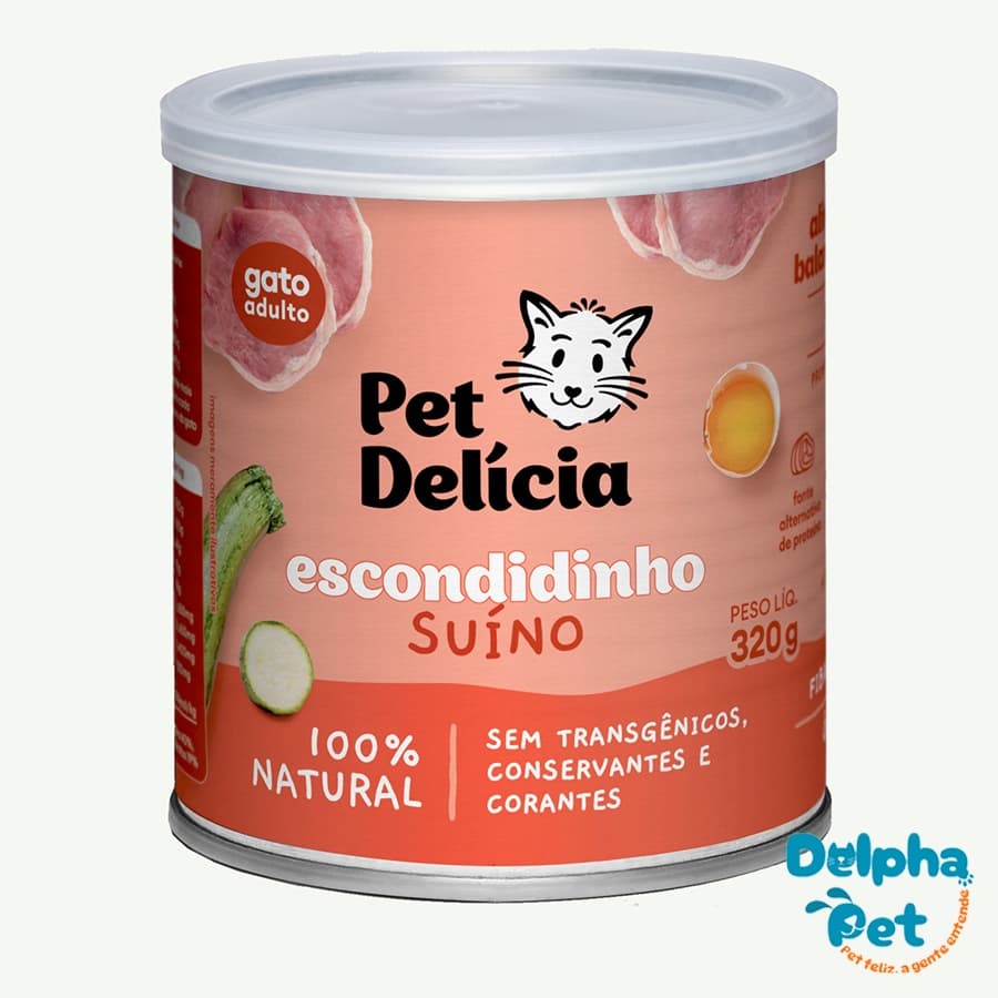 Ração Úmida Natural Escondidinho Suíno Para Gatos 320g Pet Delícia
