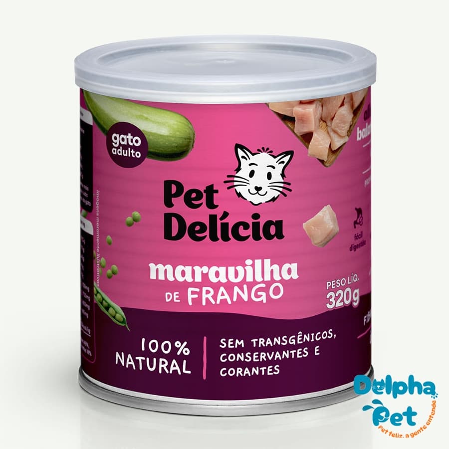 Ração Úmida Natural Maravilha de Frango 320g para Gatos Pet Delícia