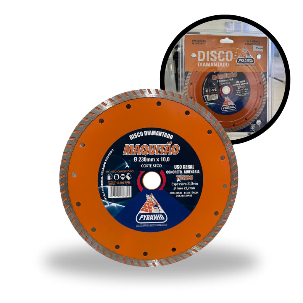 Disco Diamantado Maquitão Turbo (230mm) Concreto Mármore Granito Pedras Decorativas Concreto