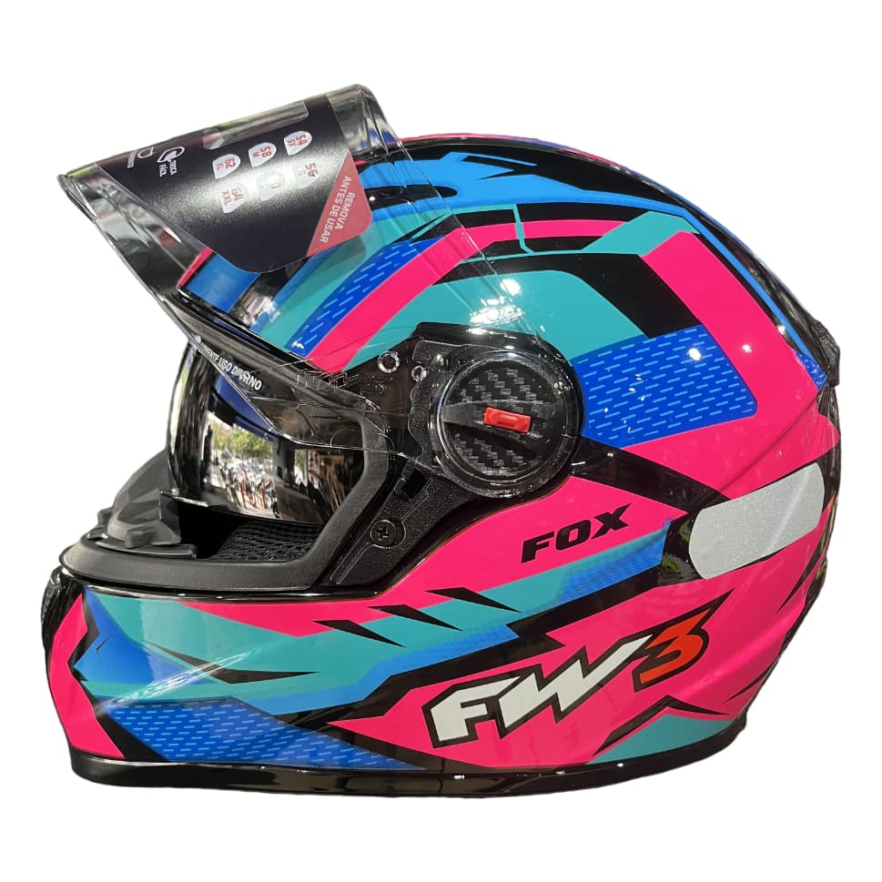 Capacete Feminino Fw3 Gtx Fox Com Óculos Interno Cor Rosa