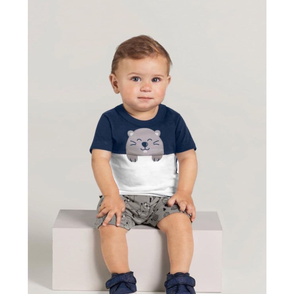 Conjunto infantil roupa infantil Masculinas Brandili – Blusa e Bermuda BABY (1 a 8 anos)