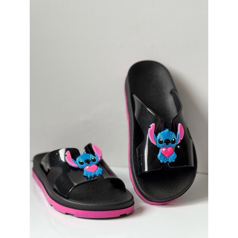 Sandália Stitch Slide Glitter Leve Macia Menina Fofa papete Juvenil Infantil Lançamento 2026