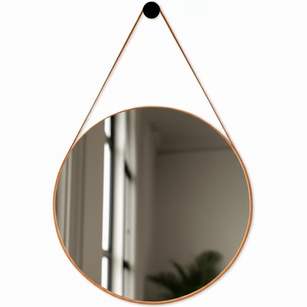 Espelho Adnet Redondo 50cm com Alça – Preto ou Caramelo | Decoração Moderna