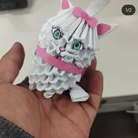 Origami 3D Gatinha Marie | Gato Branco Artesanal | Presente Fofo e Decoração Disney