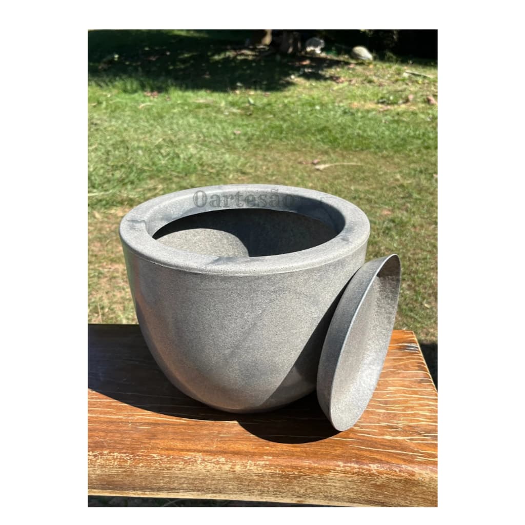 Vaso Bojo Marmorizado Pequeno com Prato | 20cm | 6 Cores | Resistente, Decorativo