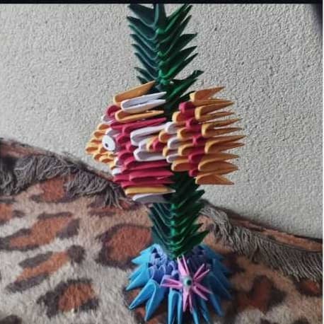 Origami 3D Peixe Colorido | Artesanato Criativo | Decoração Marinha e Presente Fofo
