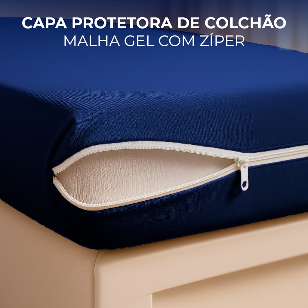 Capa Para Colchão King/Queen/Casal/Solteiro Malha Gel Protetora Com Zíper