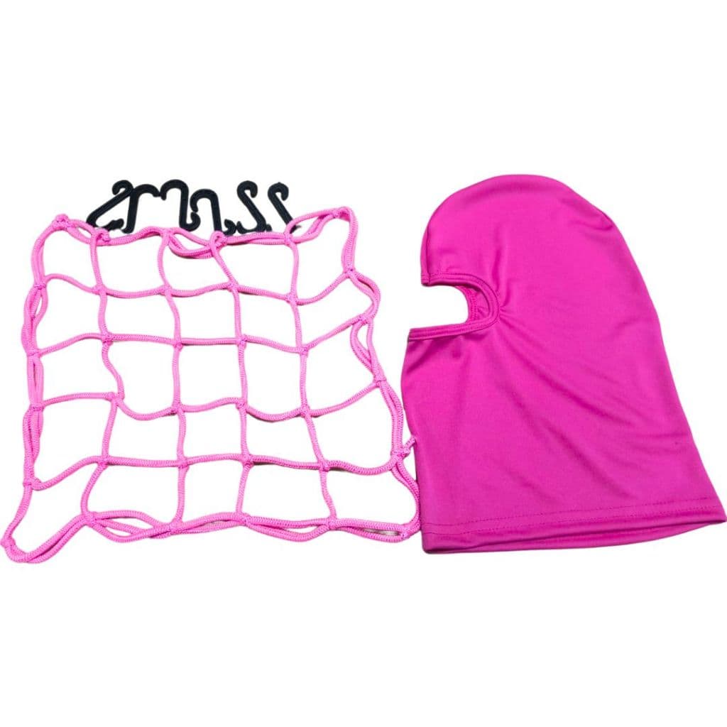 Kit Rede Elástica 35x35 + Touca Balaclava Rosa Moto