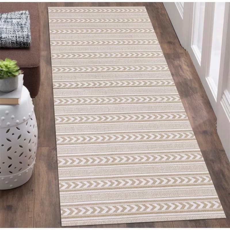 Tapete Passadeira Grande Quarto Verona 2,00 X 0,65 Bege Antiderrapante Versátil Moderno Funcional