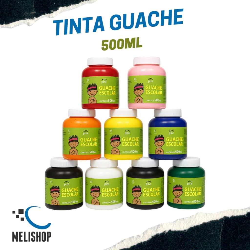 Tinta Guache 500ml Piratininga Lavável para Escola Artesanato e Pintura