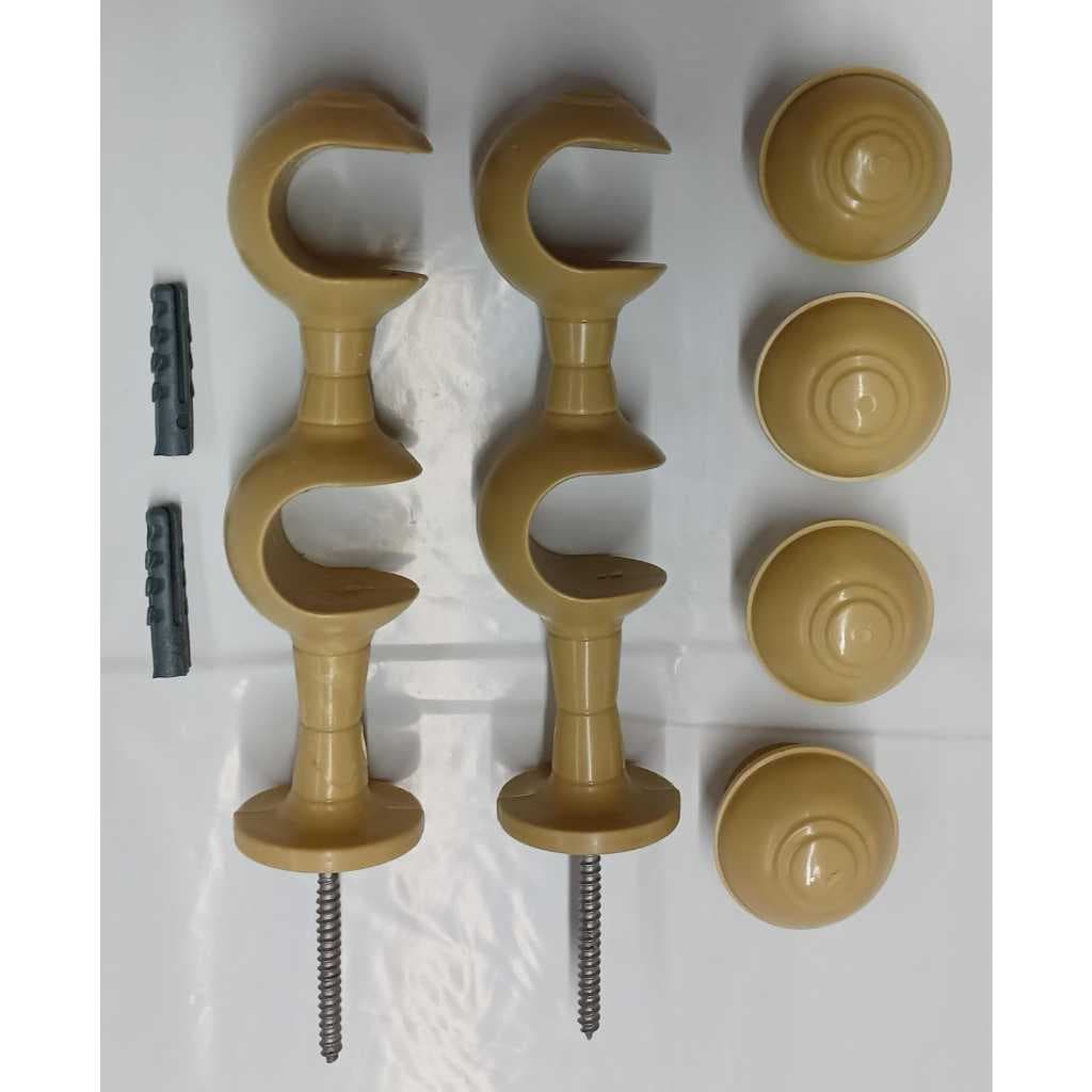 Kit Suporte Para Cortina Duplo 19/19mm Marfim