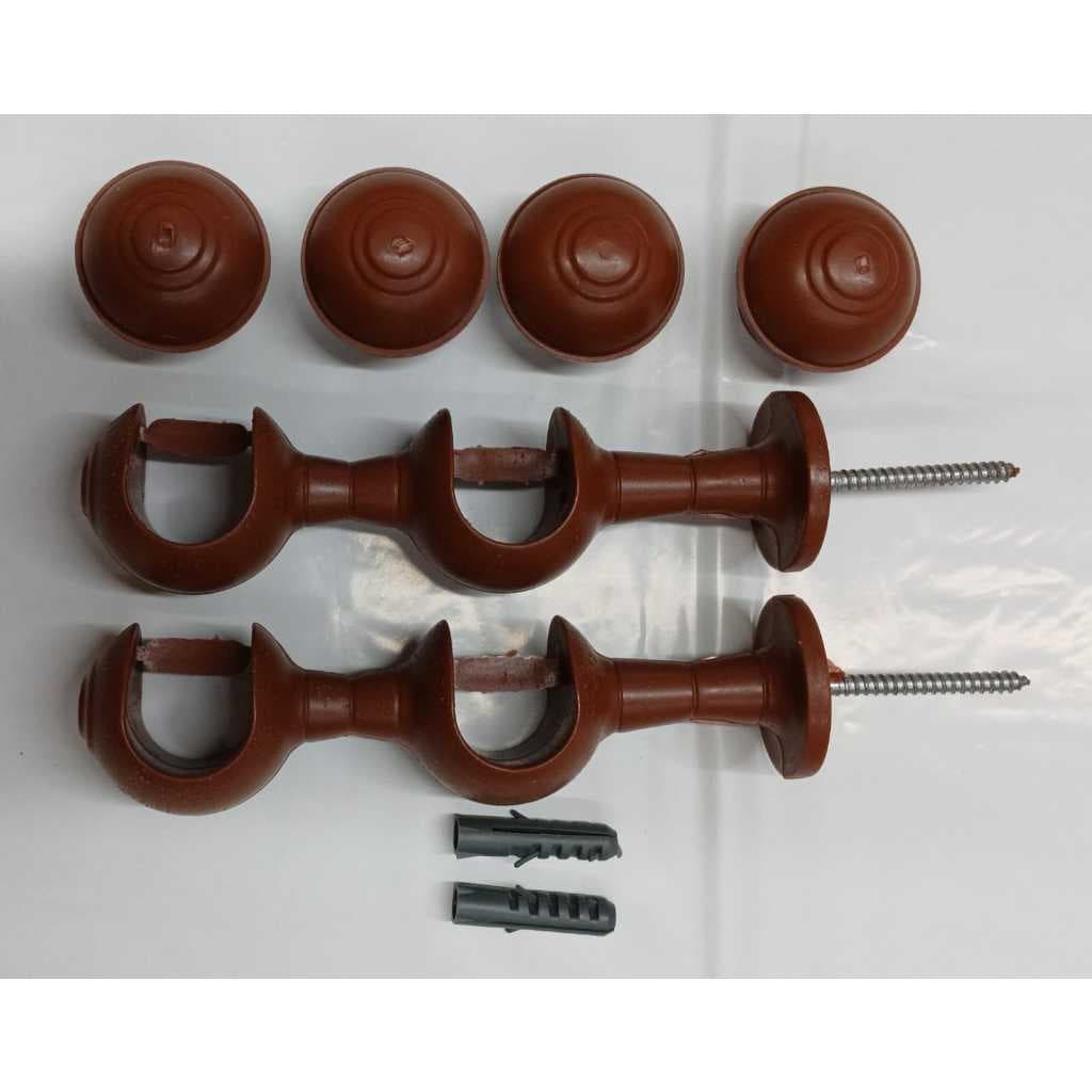 Kit Suporte Para Cortina Duplo 19/19mm Mogno