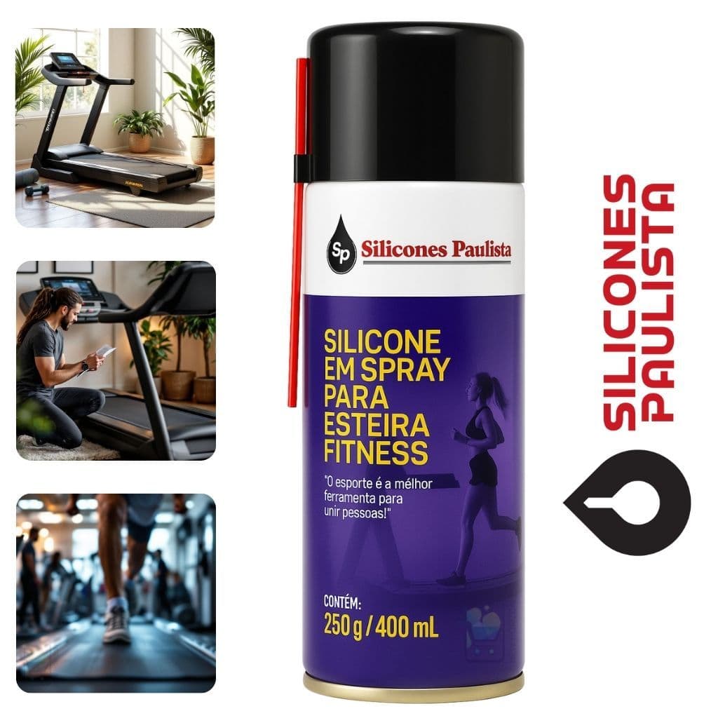 Silicone Spray 400ml p/ Esteira de Academia – Lubrificante Antirruído e Protetor de Lona