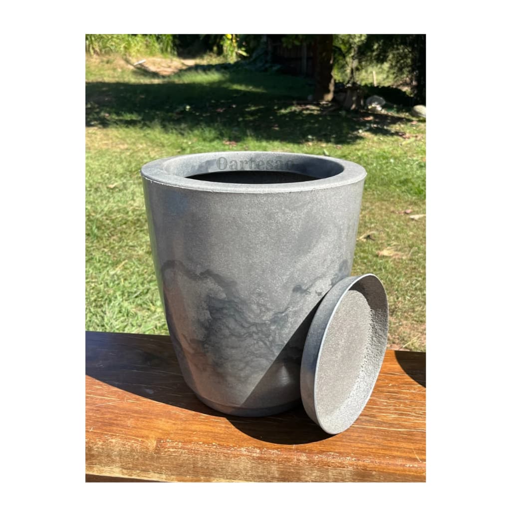 Vaso Marmorizado Médio com Prato | 29cm | 6 Cores | Design Sofisticado e Alta Durabilidade