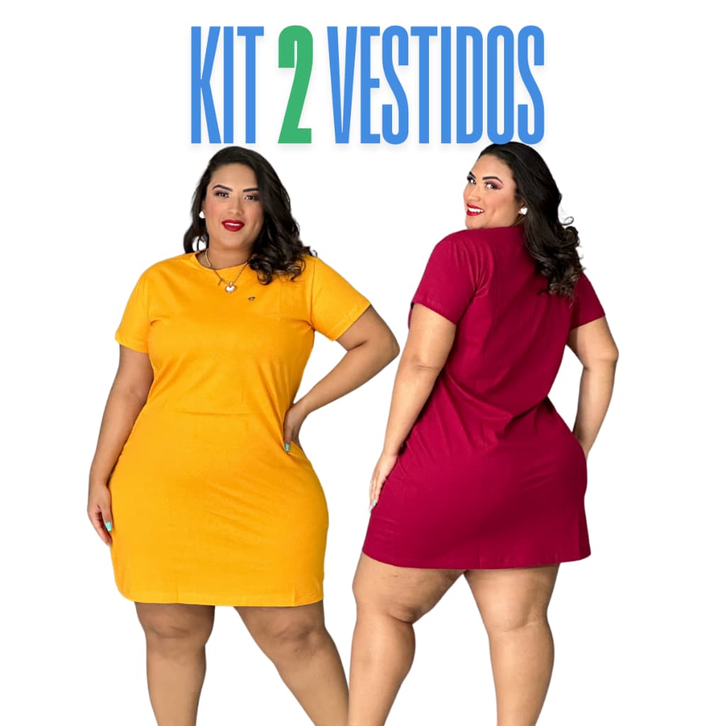 Kit 2 Camisetão Feminino Vestido  Moda Evangélica Camisão Plus Size Vestido Algodão Dia a Dia