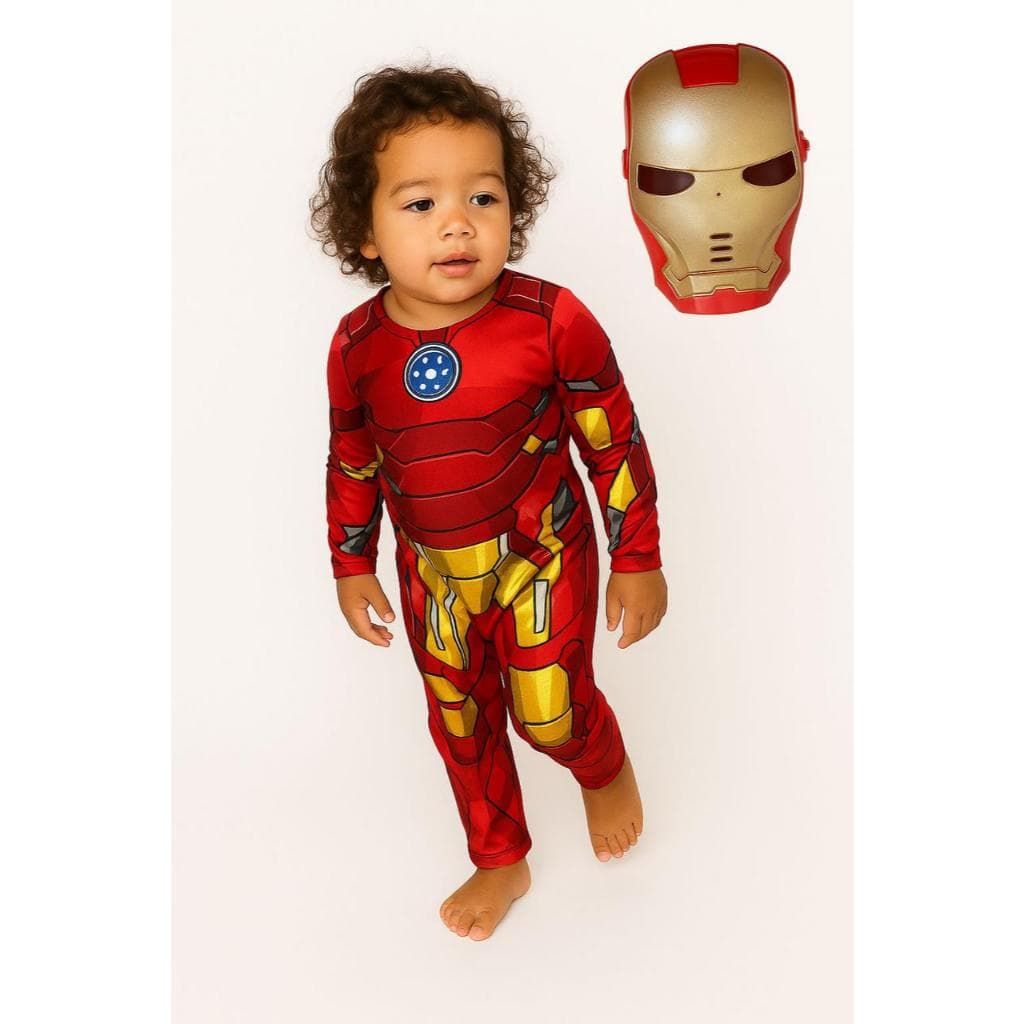 Fantasia Infantil Homem de Ferro Menino com Enchimento e Máscara
