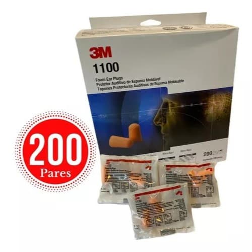 Protetor Auricular De Espuma 3m Ouvidos Abafador Kit Com 200 Pares