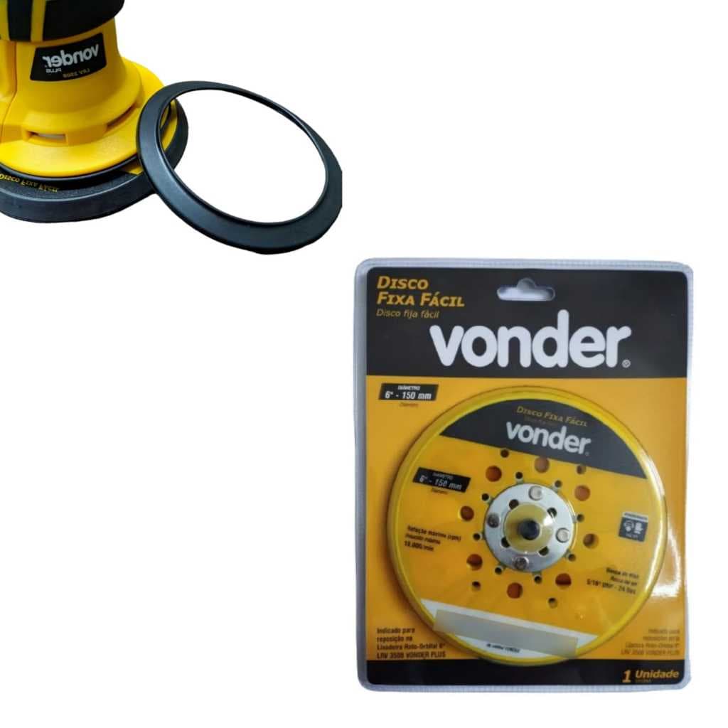 Disco Fixa FaciVelcro Para Lixadeira Lrv350b Vonder 150mm Original Mais Protetor Do Disco