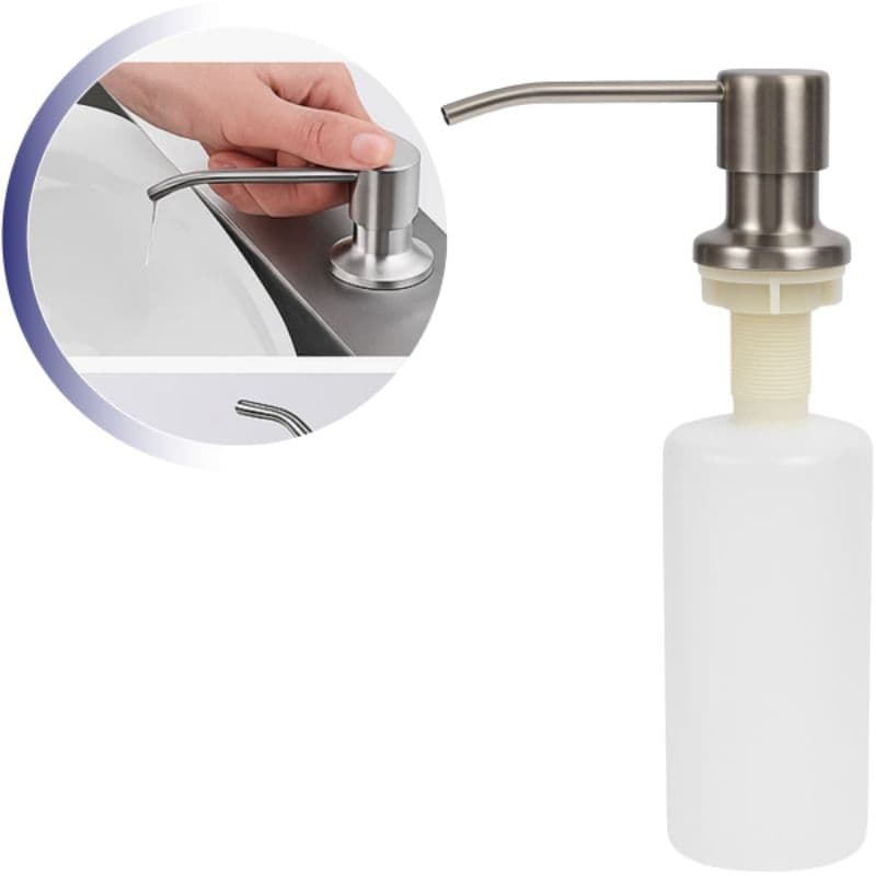 Dispenser Detergente Porta Sabonete Líquido Embutir 350ml Inox Pia Cozinha Dosador Limpeza