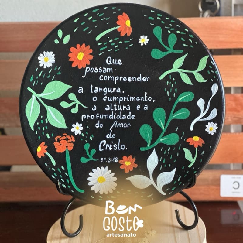 Prato de Barro Decorado Efésios 3:18